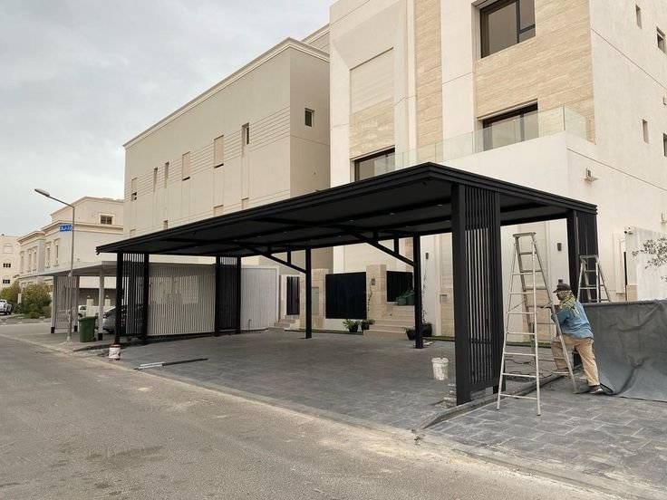 مظلات سيارات حديد وقماش بحي الياسمين الرياض