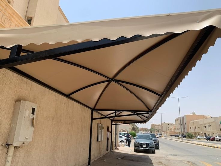 مظلات جدار بدون أعمدة حي العزيزة الرياض
