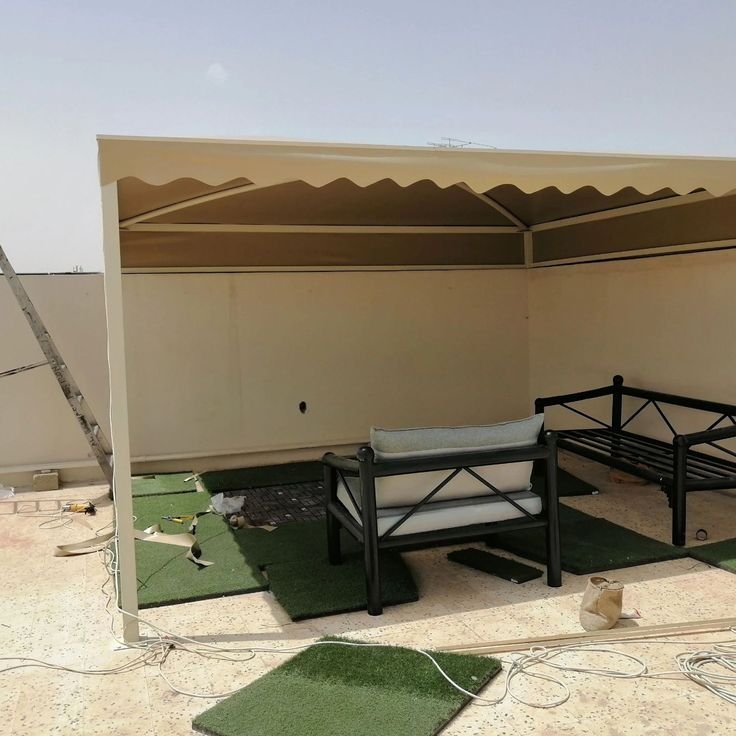 مظلات حدائق وجلسات خارجية في حي الياسمين الرياض
